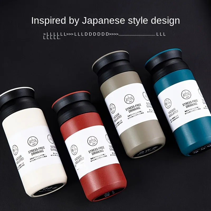 1pc, Mug, Stainless Steel Vacuum Insulated Tumbler, Travel Mug With Leak-Proof Lid, Japanese Style Minimalist Portable Cup For Home, Office, Outdoor Activities, Student