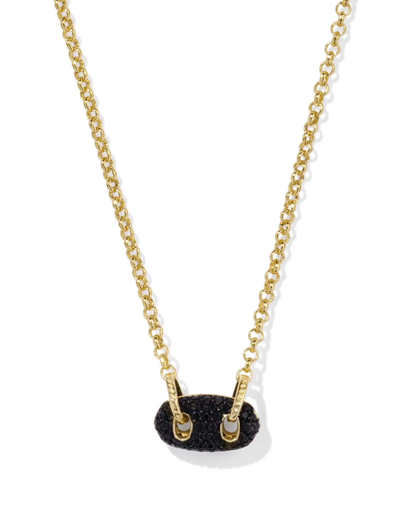 Bailey Gold Pave Short Pendant Necklace in Black Crystal