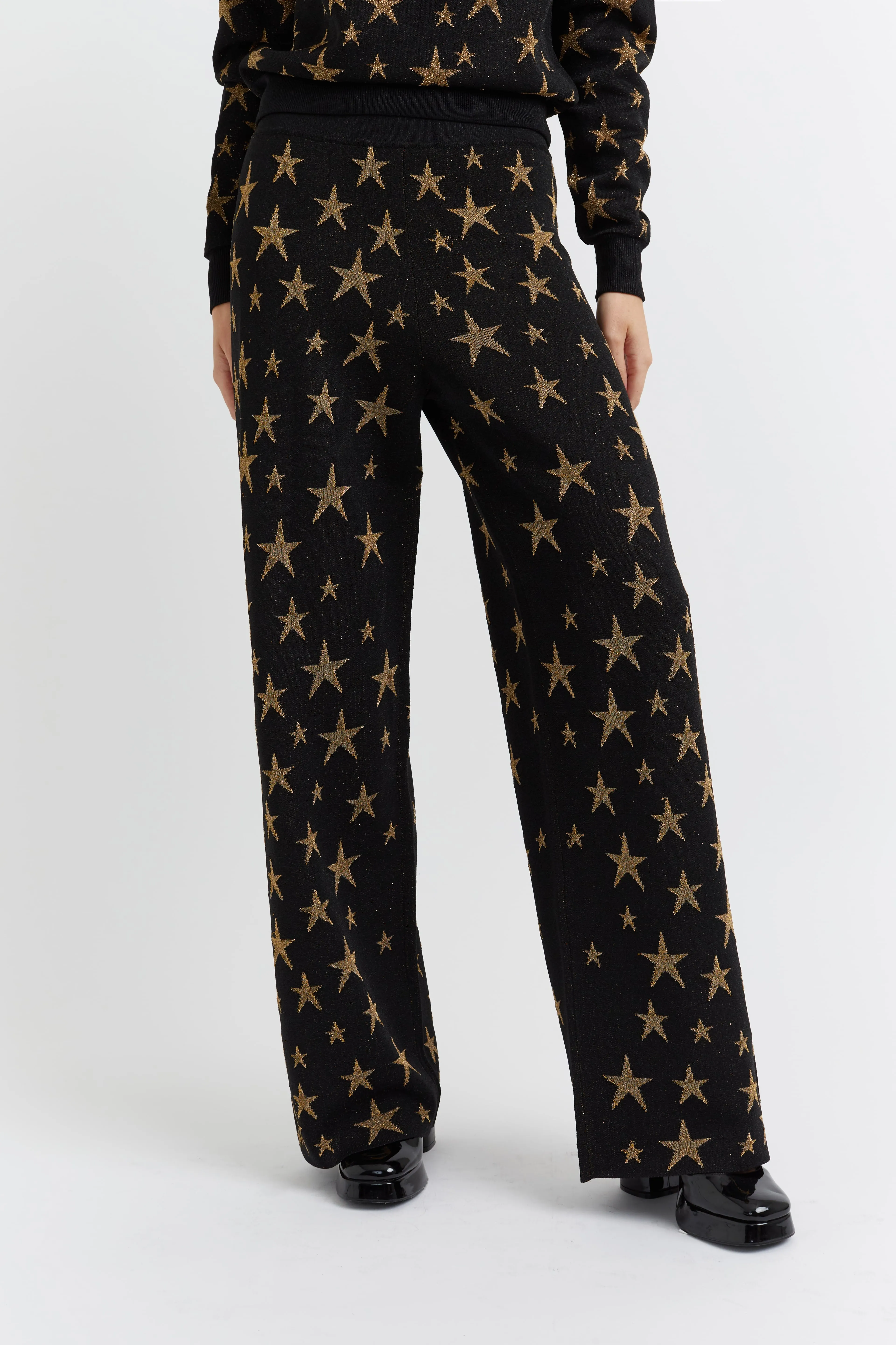 Black Lurex-Jacquard Star Trousers