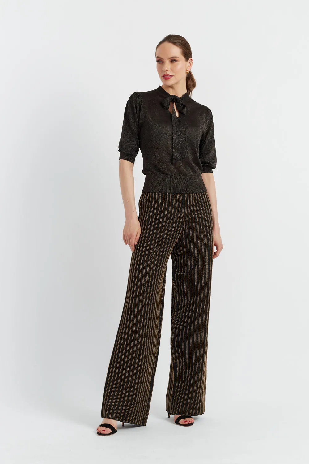 Black Lurex Stripe Trousers