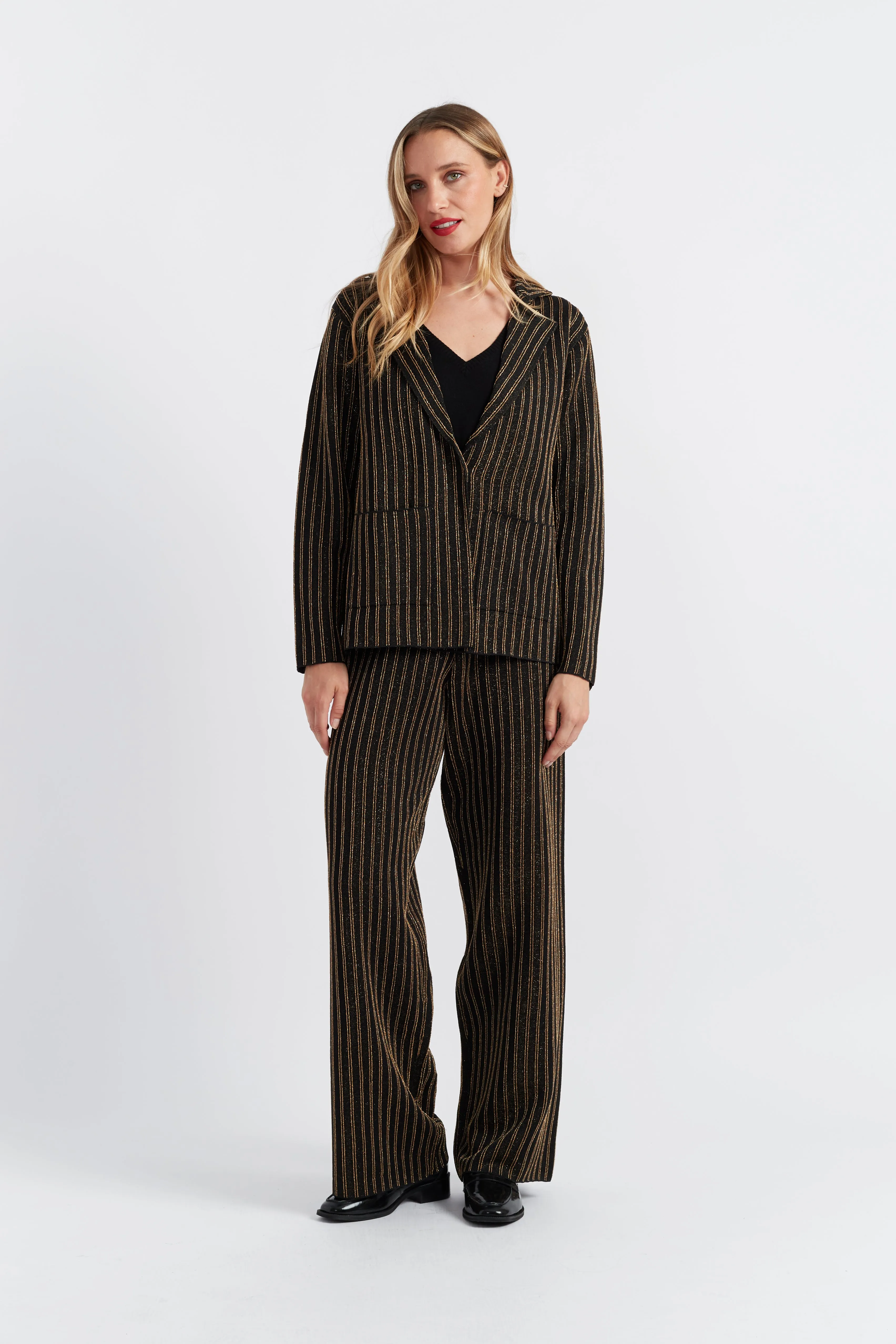 Black Lurex Stripe Trousers