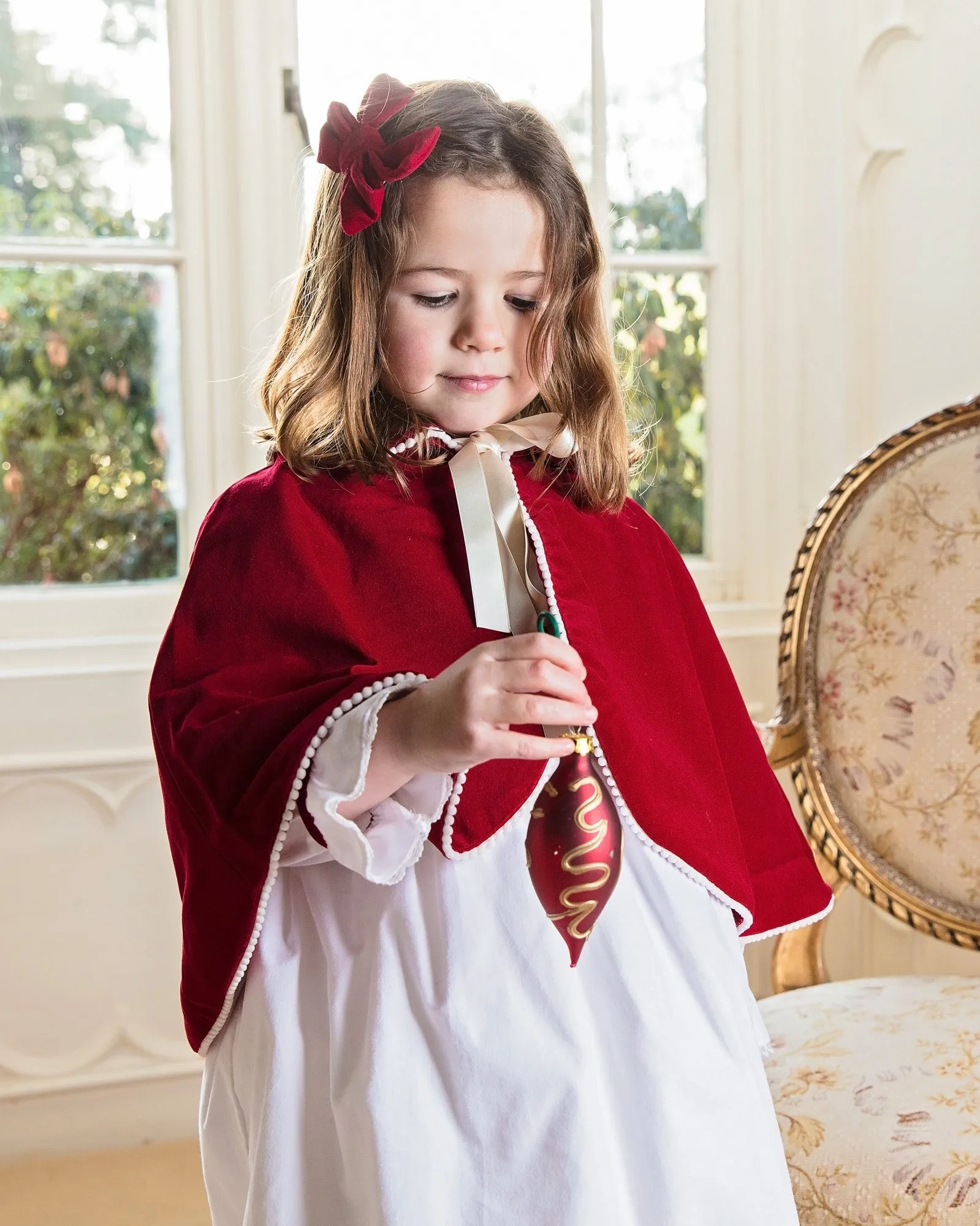 Burgundy Velvet Flower Girl Cape