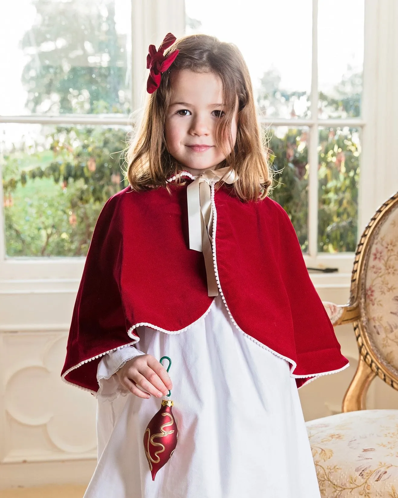 Burgundy Velvet Flower Girl Cape