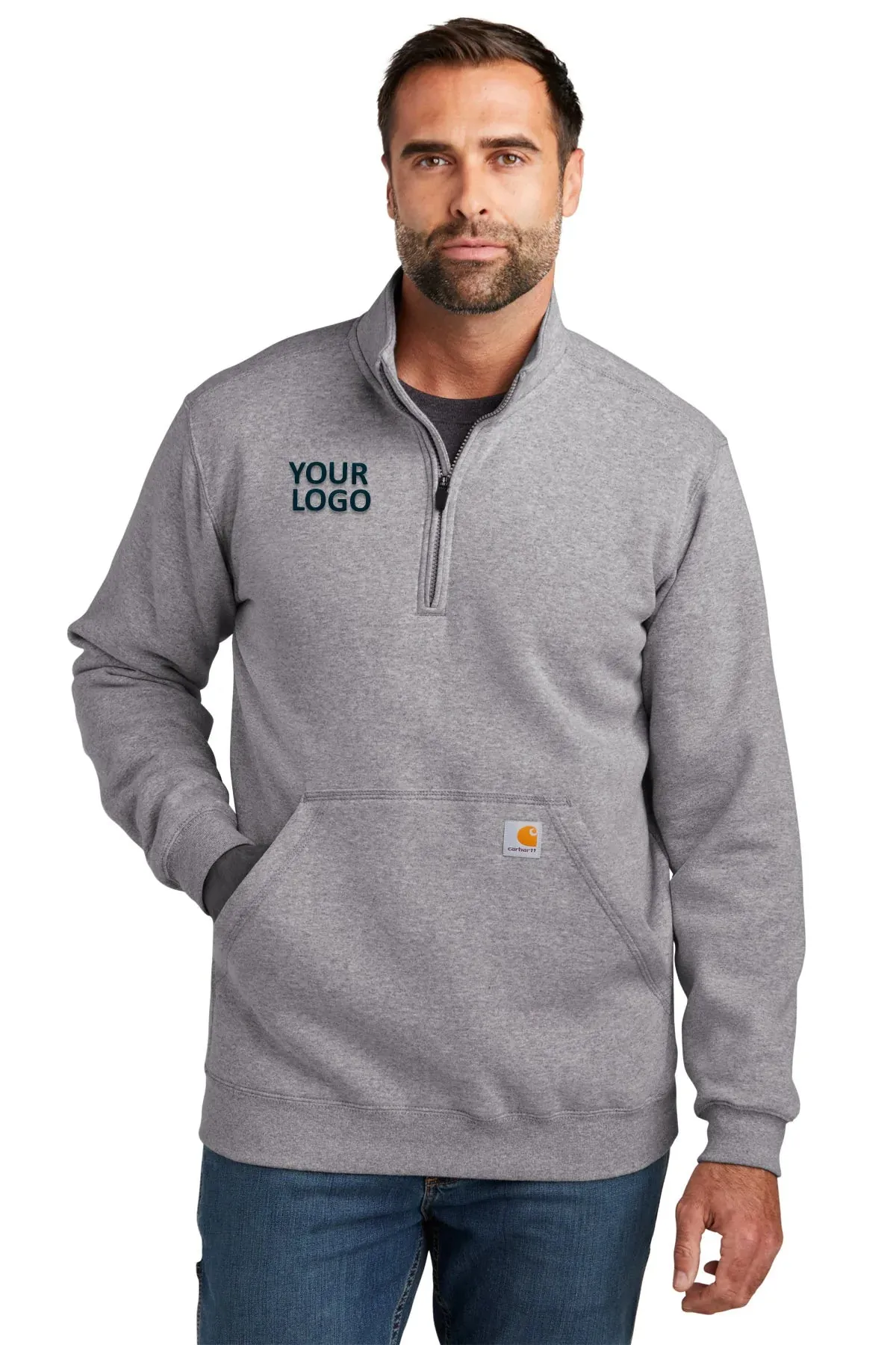 Carhartt Mock Neck Custom Sweatshirts, Heather Grey