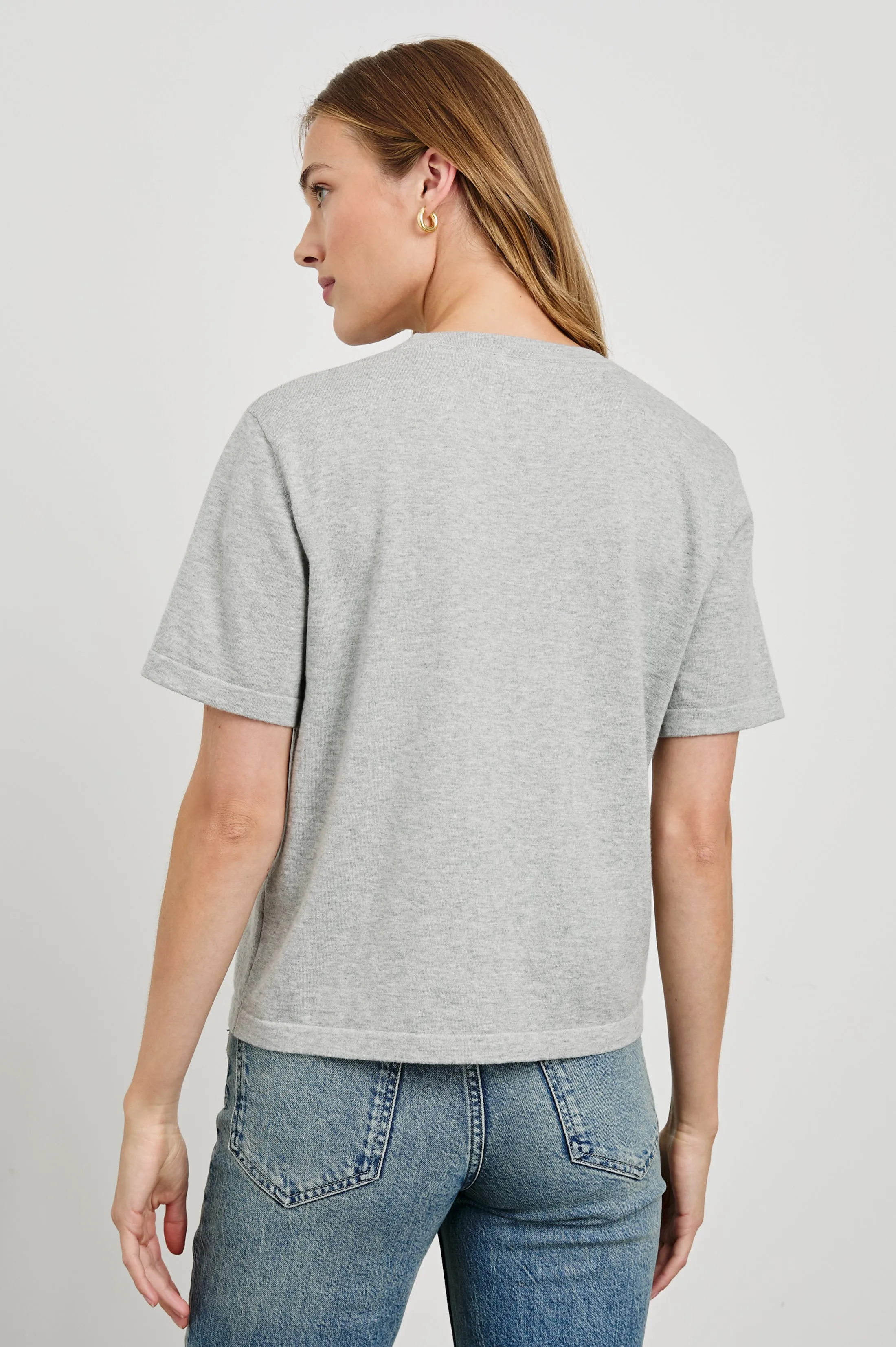 COTTON CASHMERE T-SHIRT - HEATHER GREY