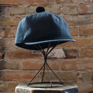 Crown Cap Solid Charcoal Wool Blend Melton Stockman Cap