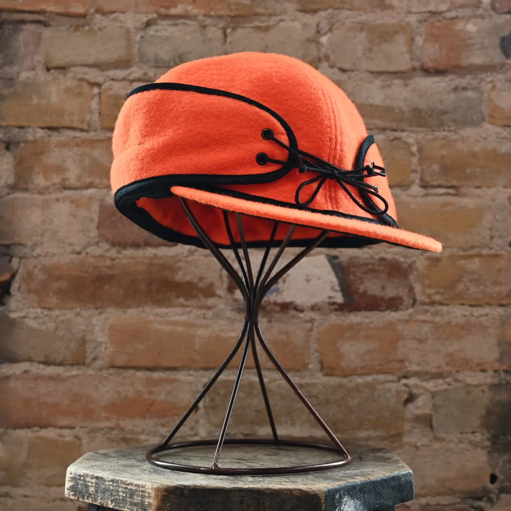 Crown Cap Wool Blend Railroad Hat in Blaze Orange