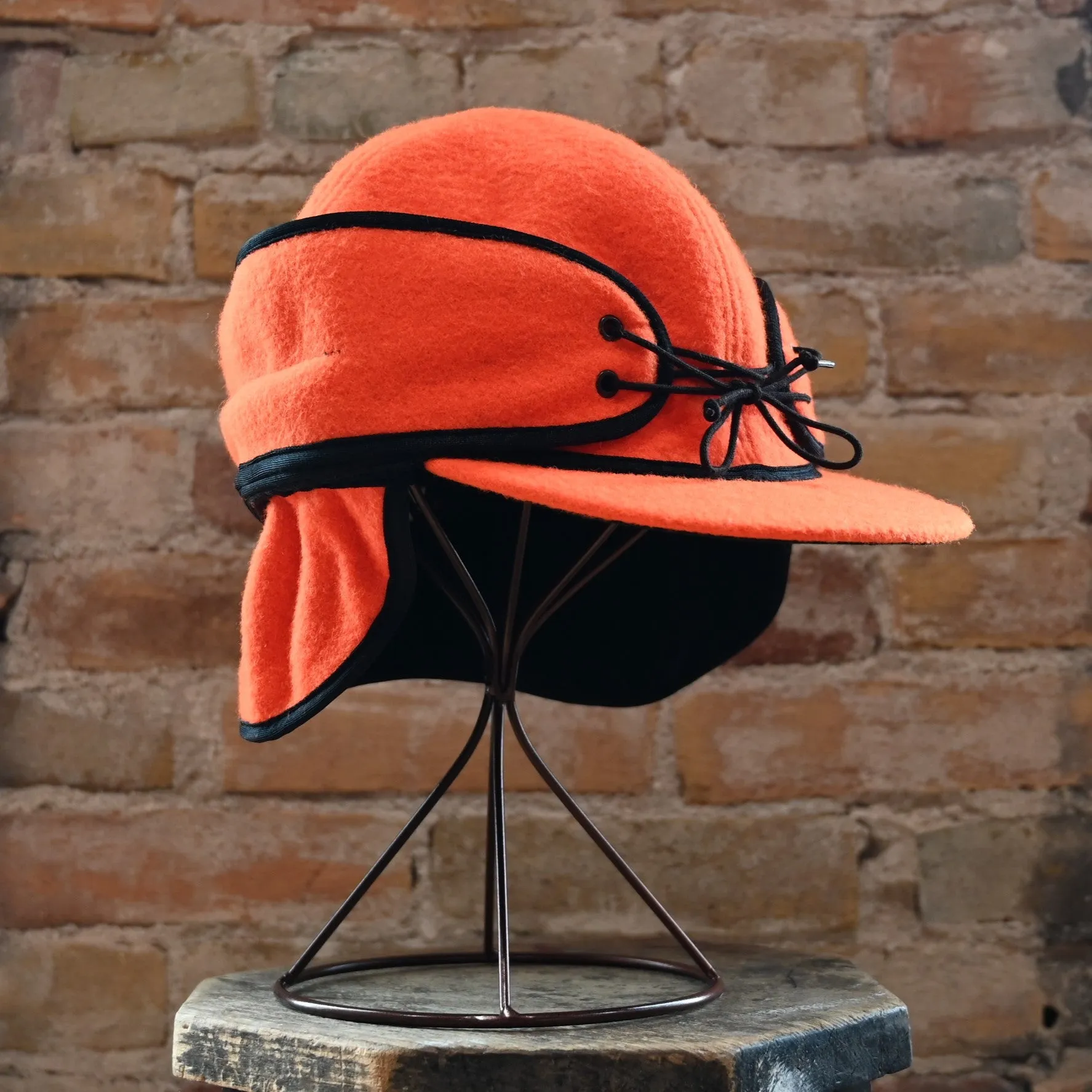 Crown Cap Wool Blend Railroad Hat in Blaze Orange