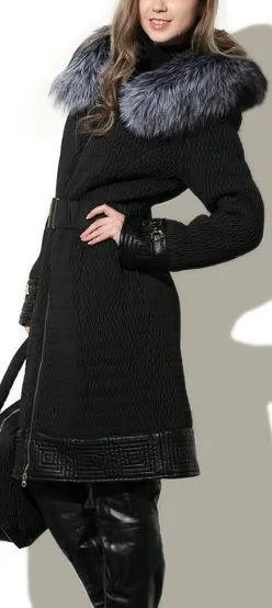 Full Fur Hooded Quilted Coat