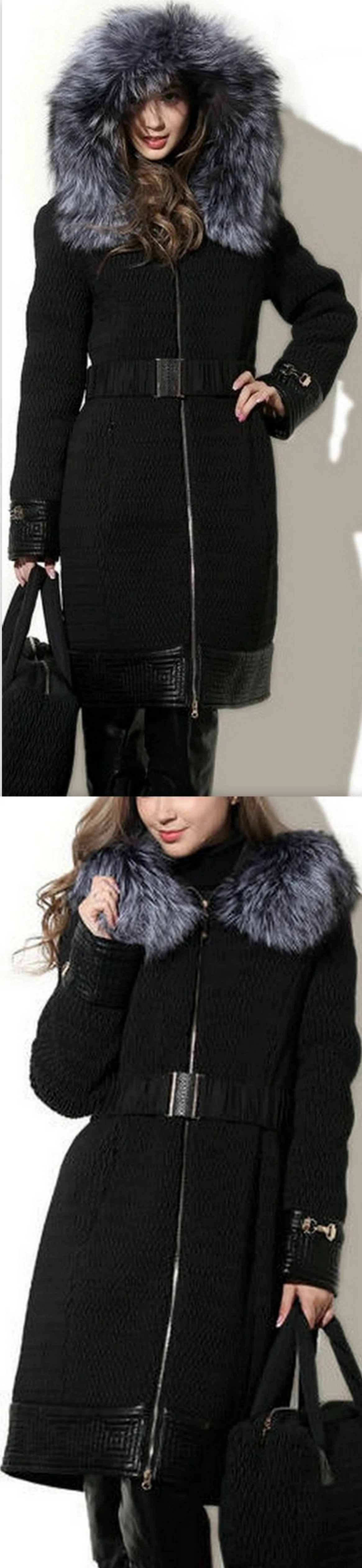 Full Fur Hooded Quilted Coat