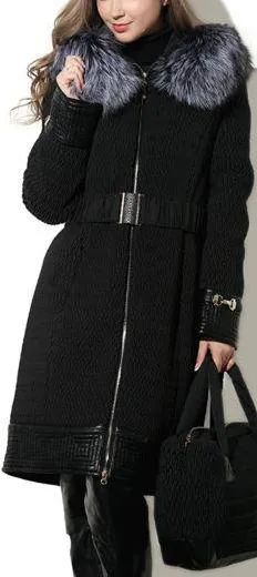 Full Fur Hooded Quilted Coat