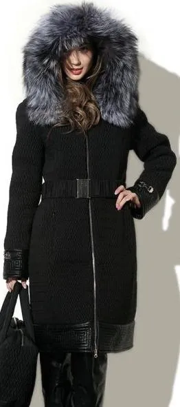 Full Fur Hooded Quilted Coat