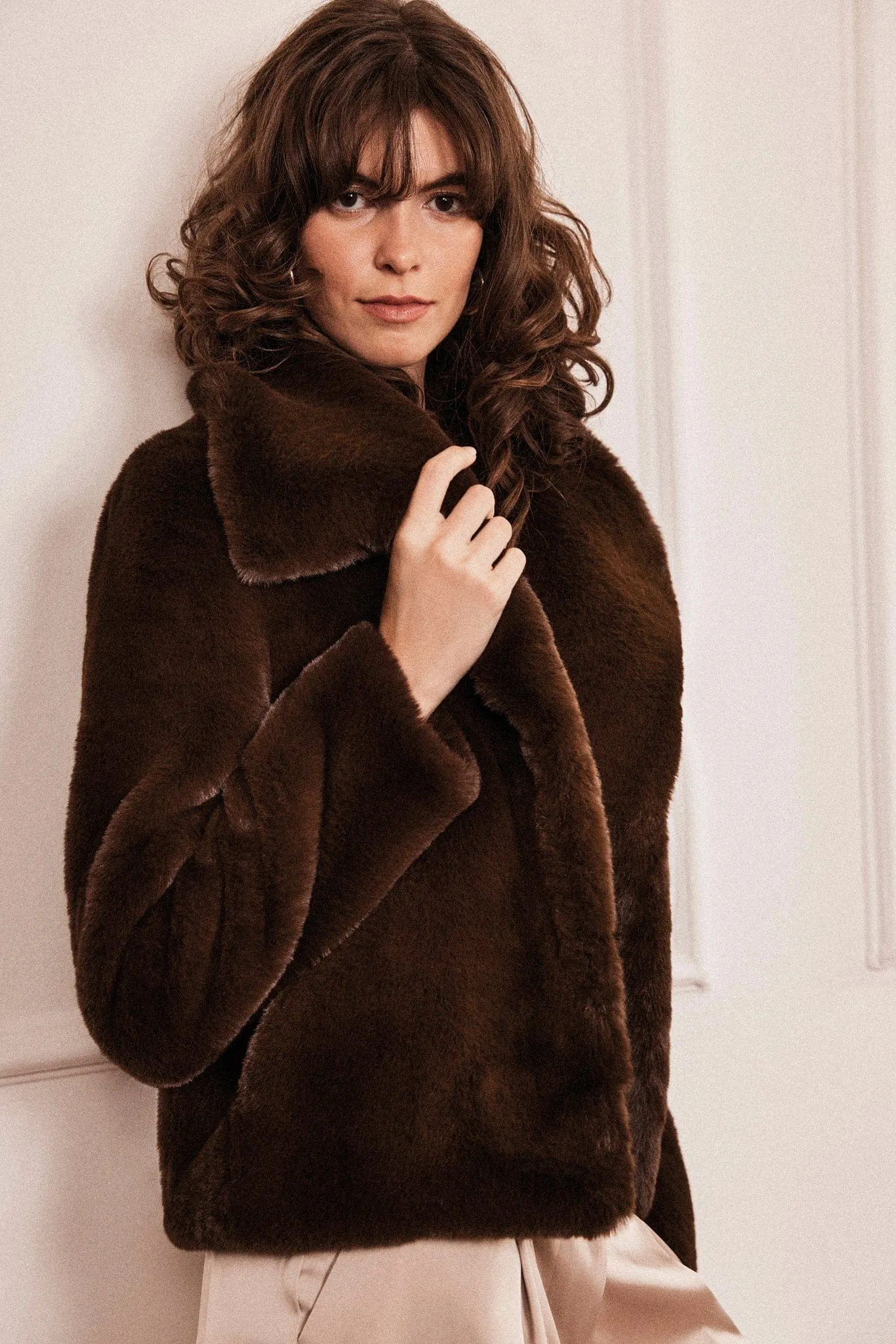 Gemma Luxe Pile Vegan Faux Fur Jacket | Chocolate