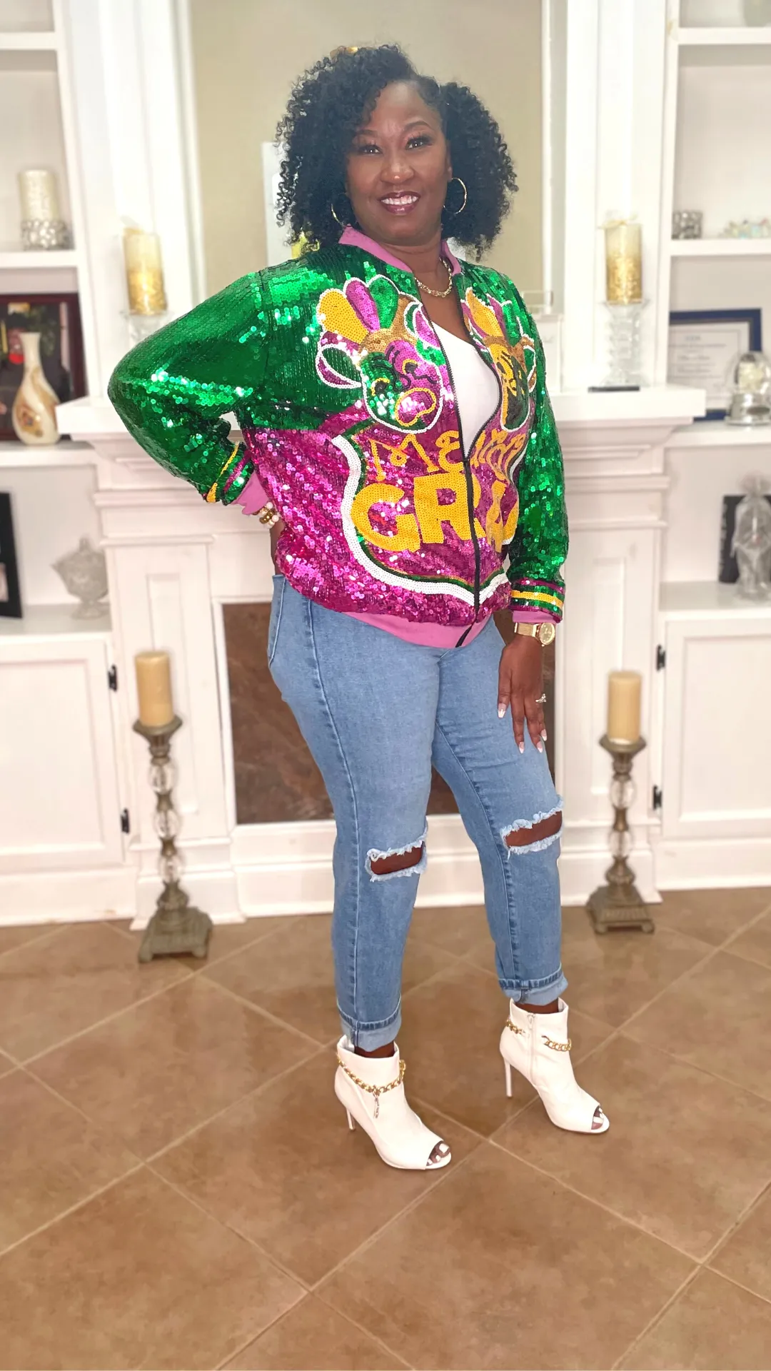 Go See The Mardi Gras Sequin Women Jacket