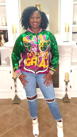 Go See The Mardi Gras Sequin Women Jacket