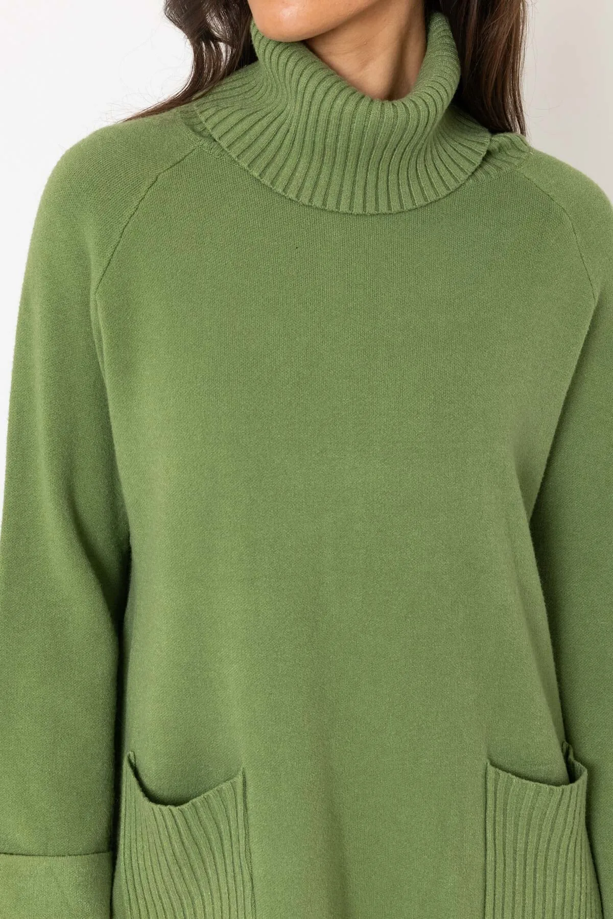 Green Cowl Neck Polo Jumper