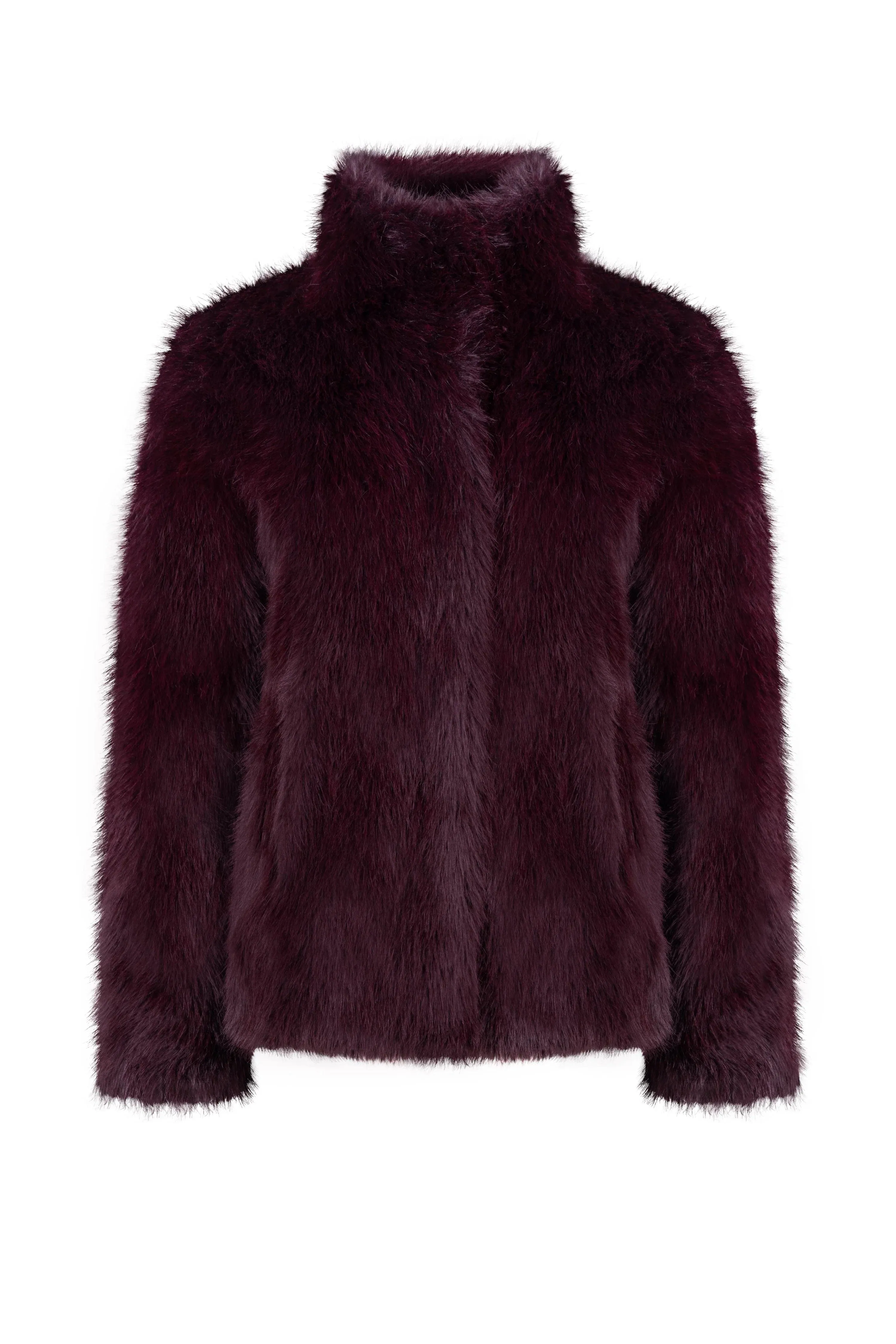 Halle Luxe Vegan Faux Fur Jacket | Berry