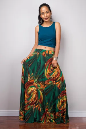 High waist skirt | Tropical maxi skirt | Floor length women's skirt