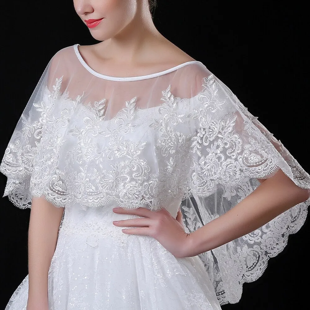 Lovely Light Ivory Lace Bridal Cape