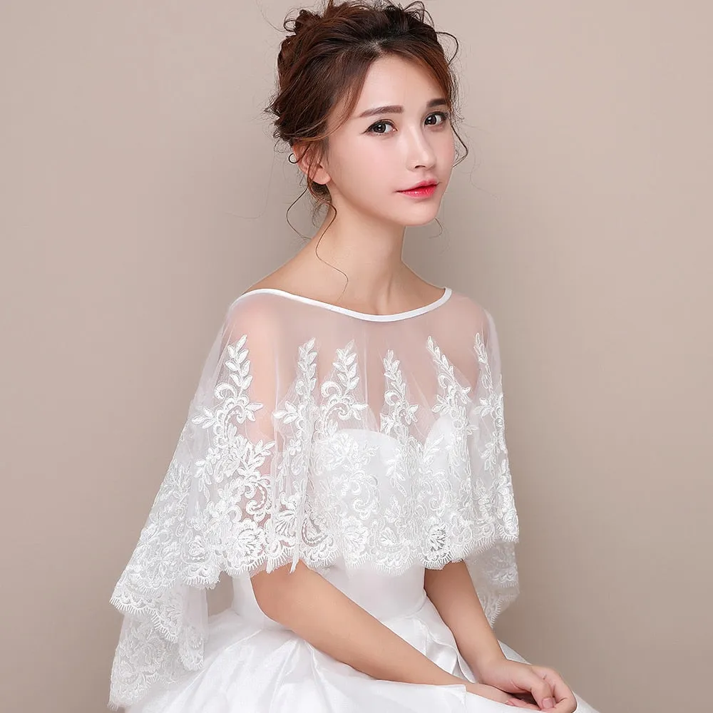 Lovely Light Ivory Lace Bridal Cape