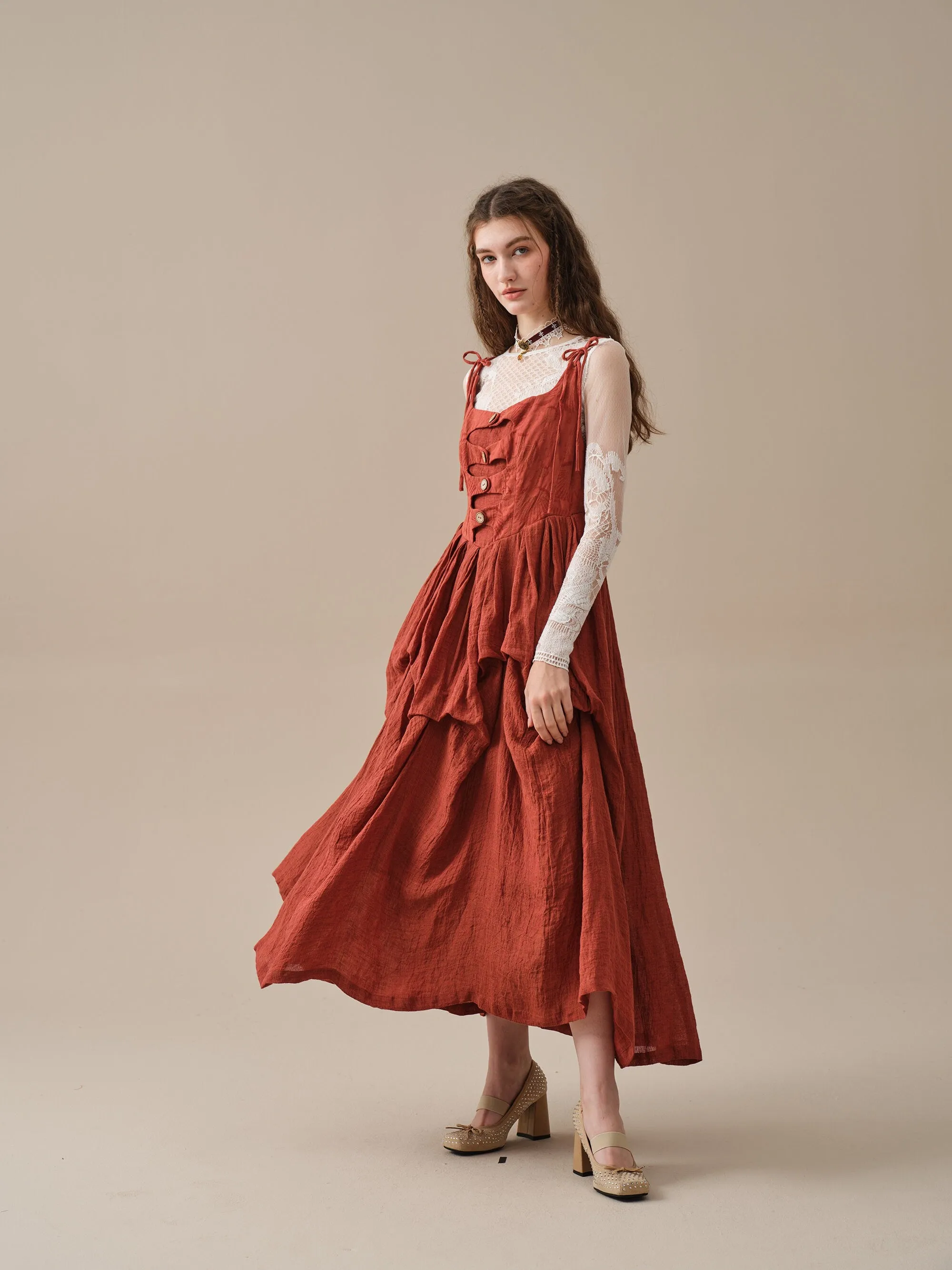 Luanni 17 | Corset Layered Linen Dress