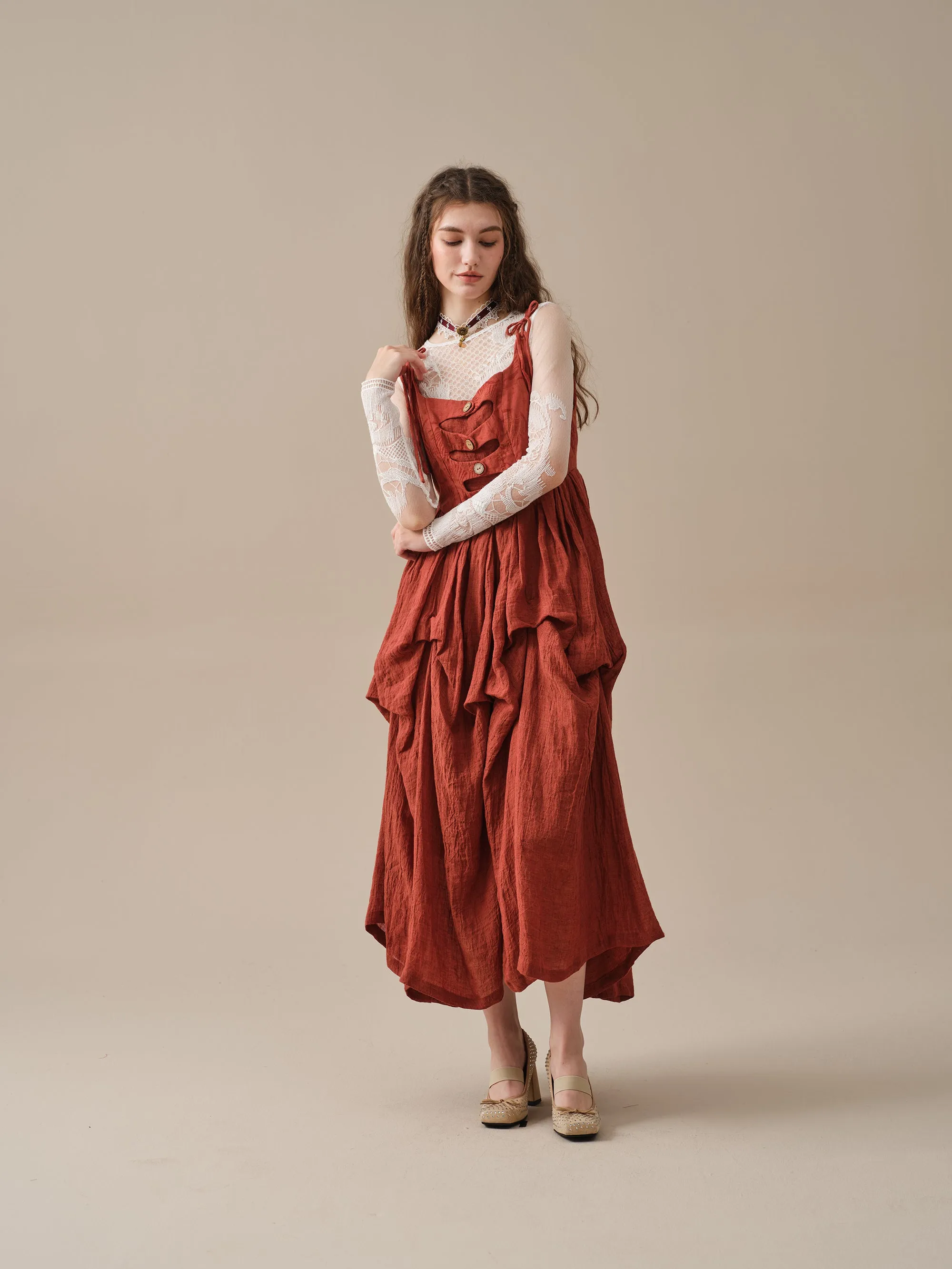 Luanni 17 | Corset Layered Linen Dress