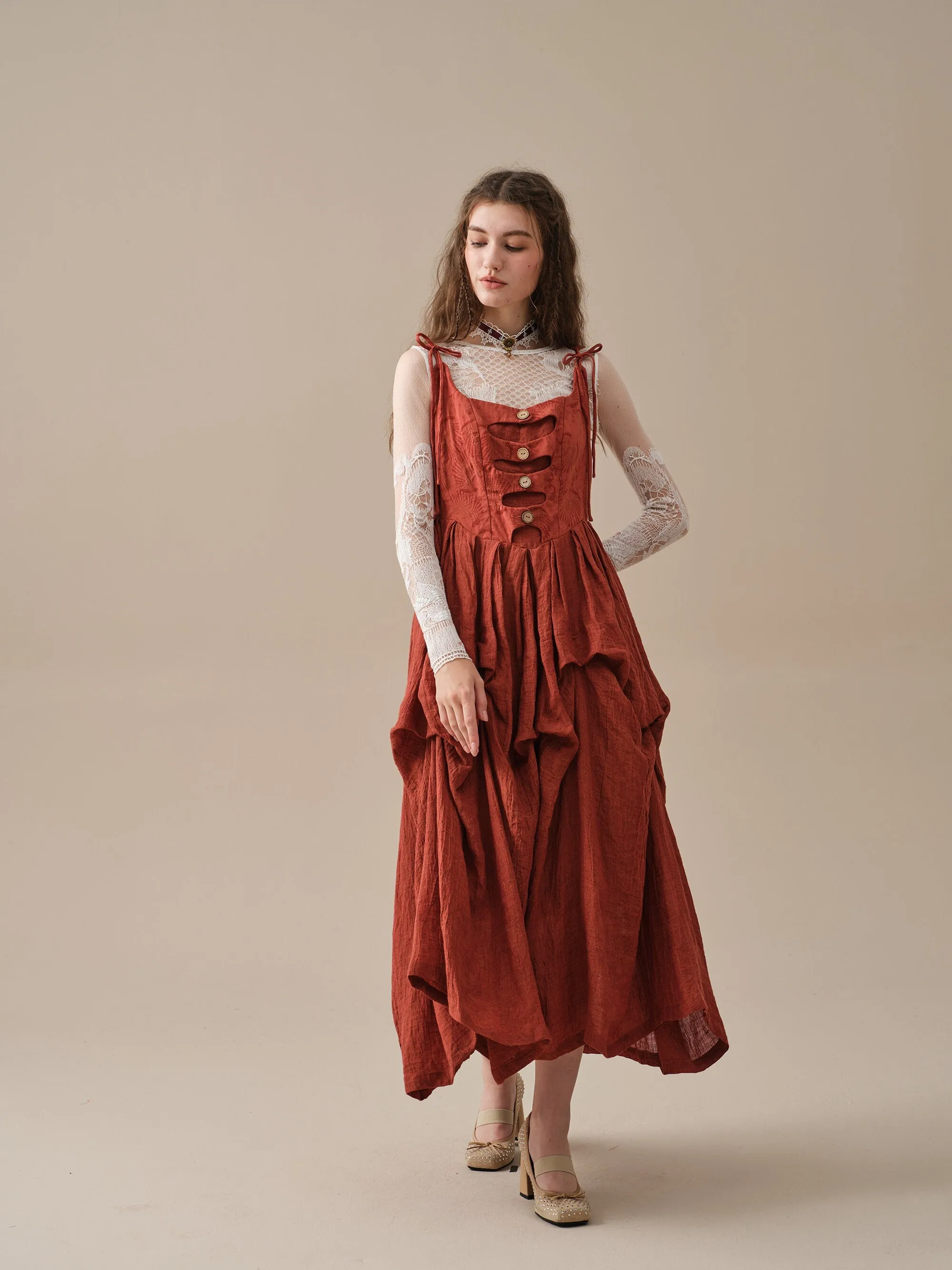 Luanni 17 | Corset Layered Linen Dress