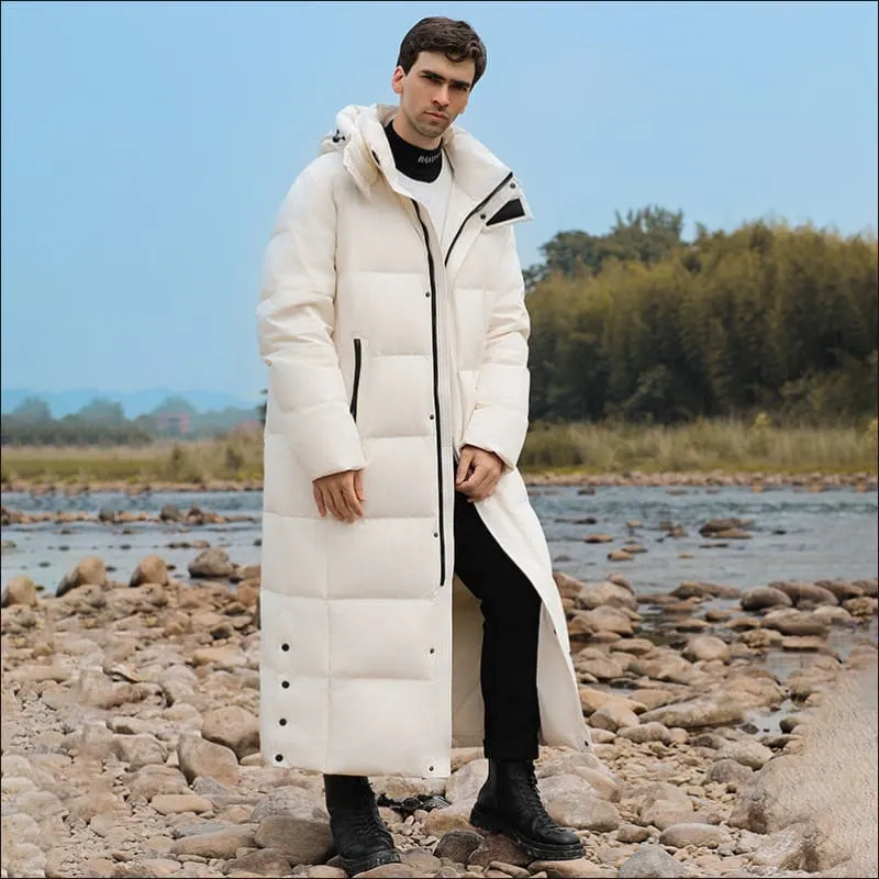 Men's Luxury Padded Quilted Long Coat for Stylish Comfort