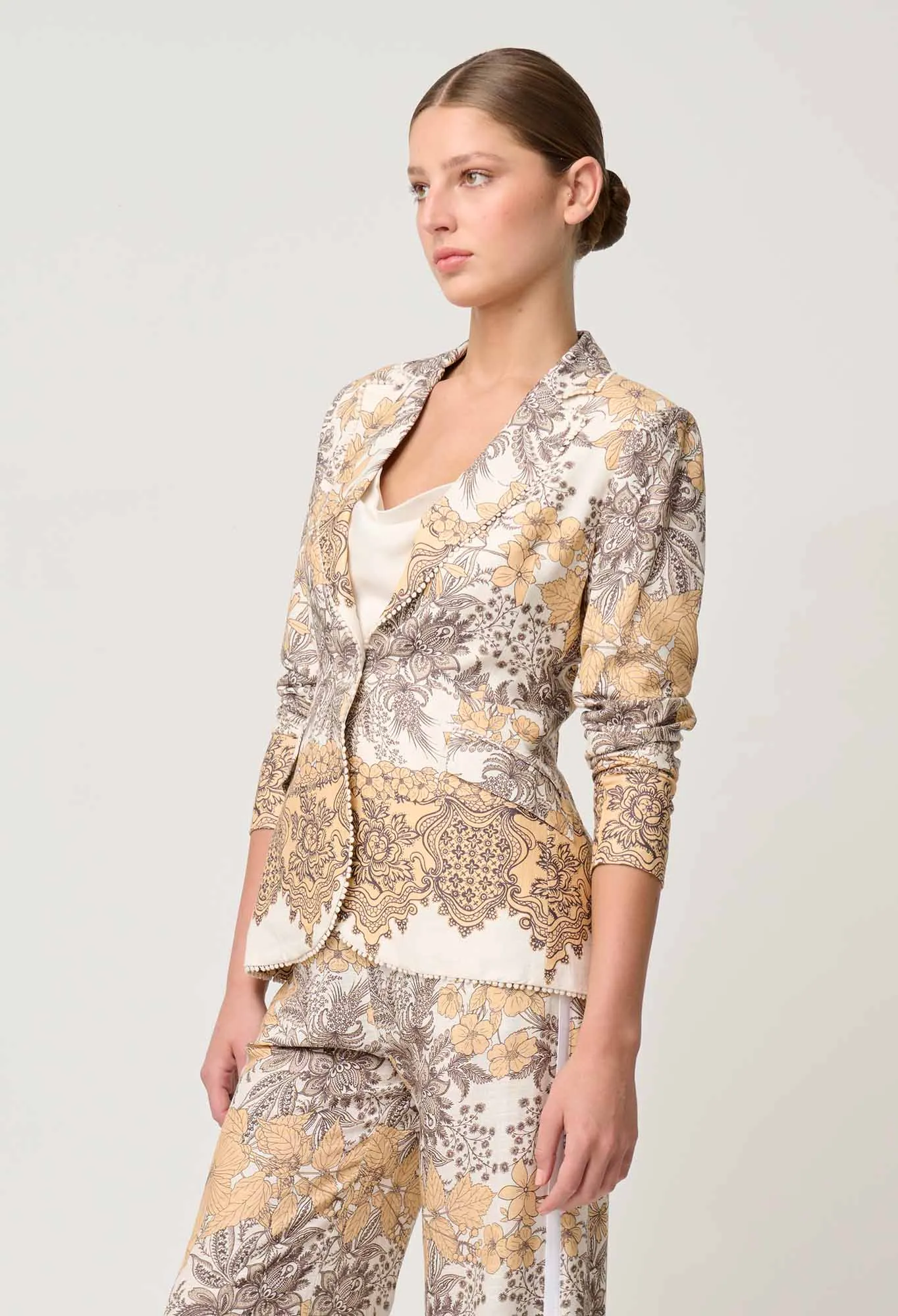 ONCE WAS BAHIA LINEN VISCOSE BLAZER IN GOLDEN MALLOW