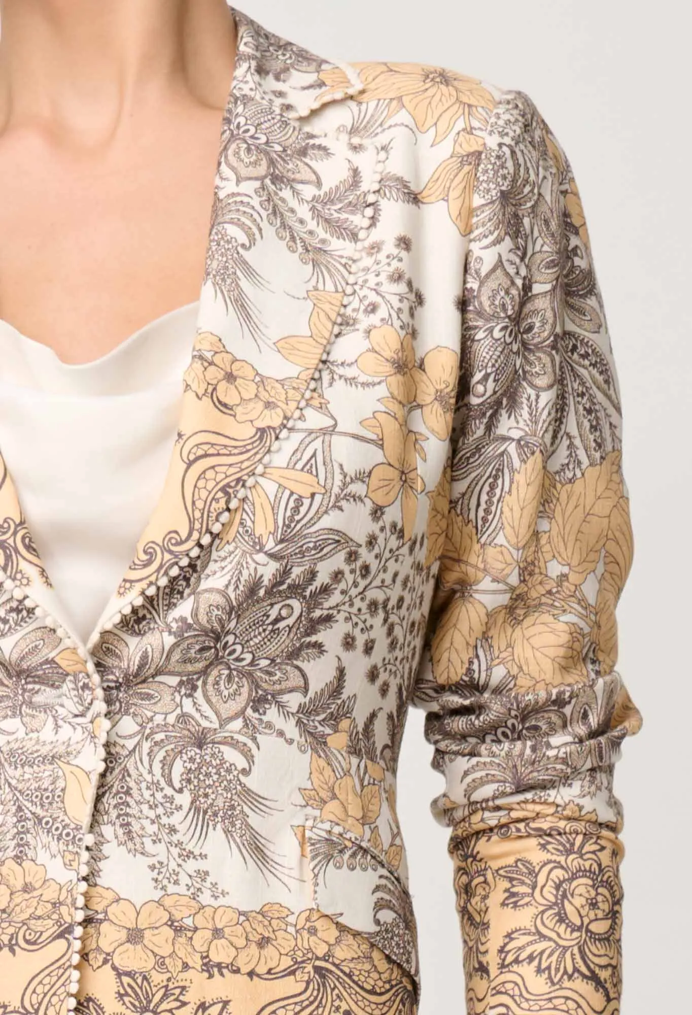 ONCE WAS BAHIA LINEN VISCOSE BLAZER IN GOLDEN MALLOW