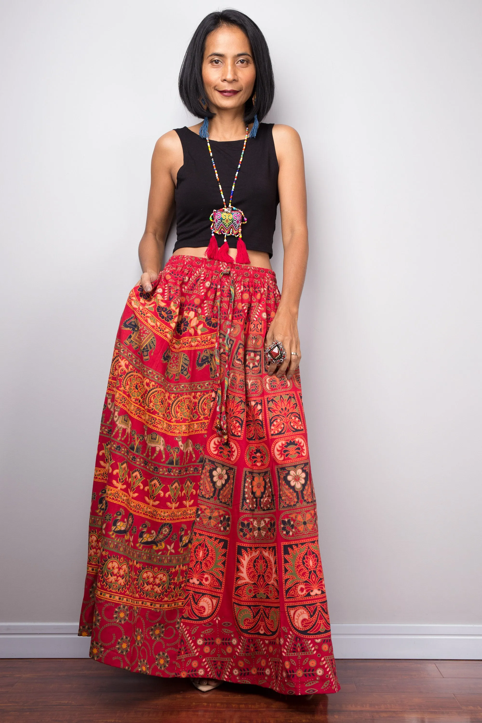 Patchwork Skirt | Maxi skirt | Flowy gypsy festival skirt | Boho Cotton skirt