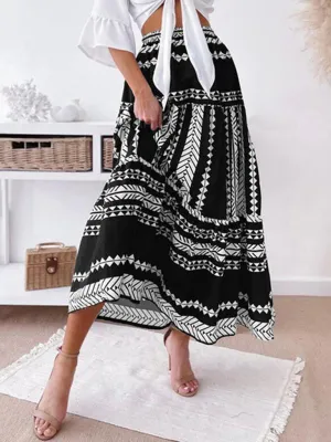 Patterned Maxi Skirt