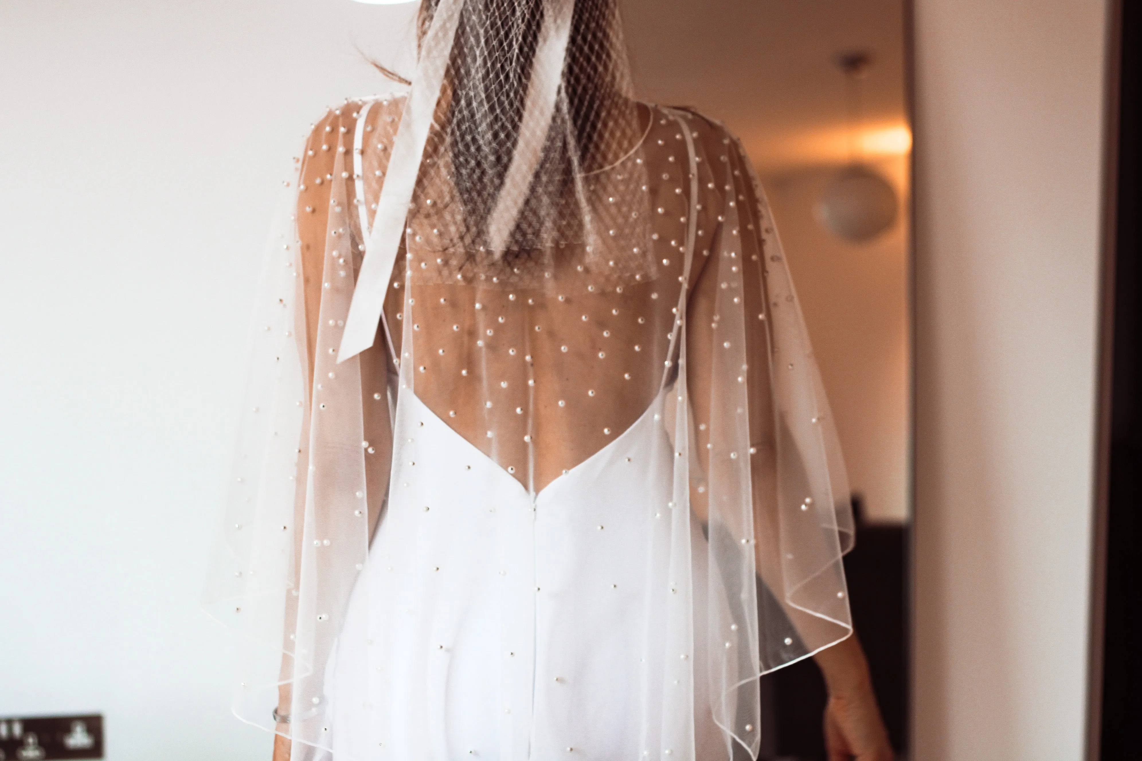 Pearl Embellished Bridal Cape