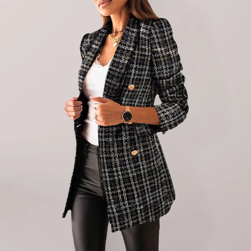 Plaid Double Breasted Blazer