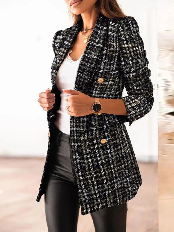 Plaid Double Breasted Blazer