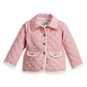 Quilted Peplum Coat -- Pink w/ Ivory