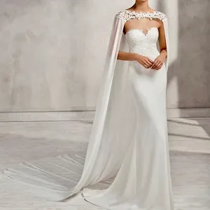 "Amani" - Wedding Chiffon Cape Veil - Cathedral Length