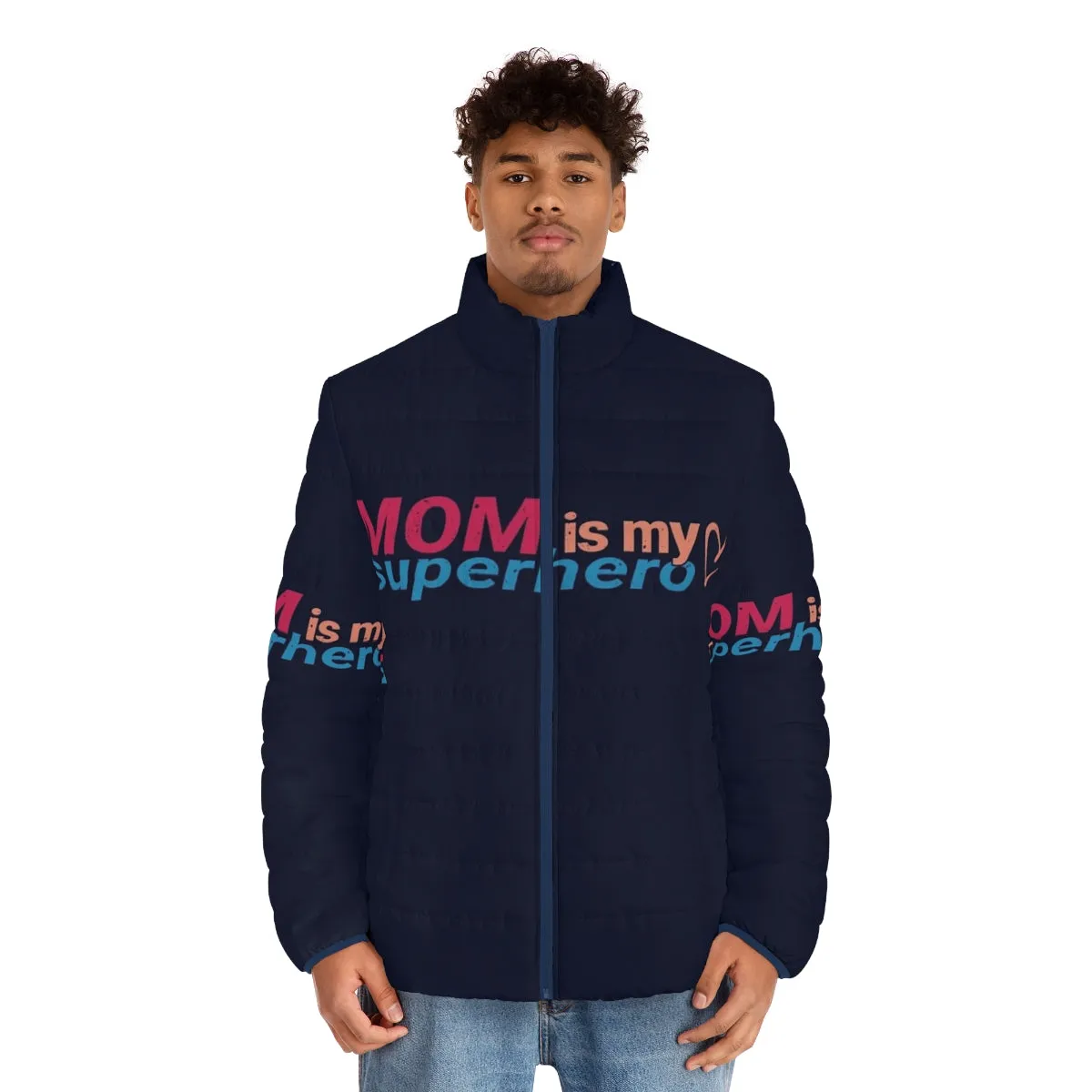 "Celebrate Your Superhero Mom with the Mom Is My Superhero Puffer Jacket"