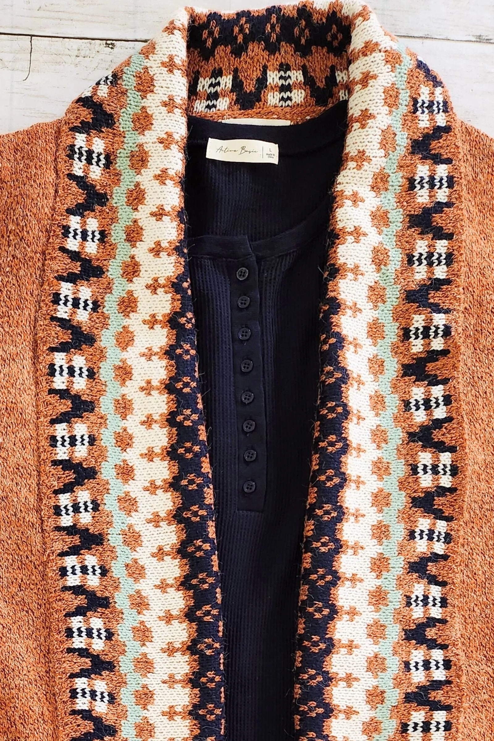 Rust Tribal Border Cardigan