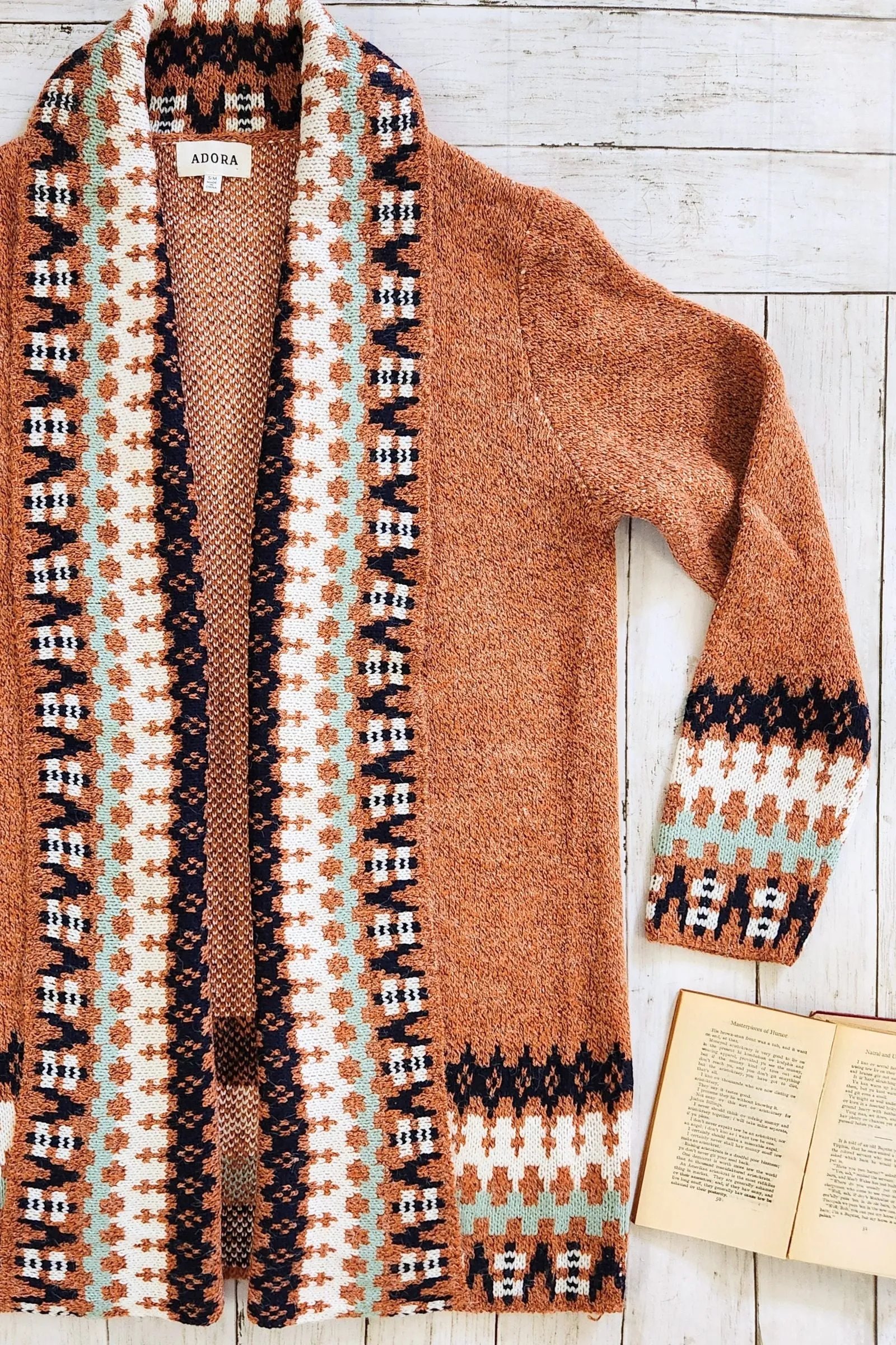 Rust Tribal Border Cardigan