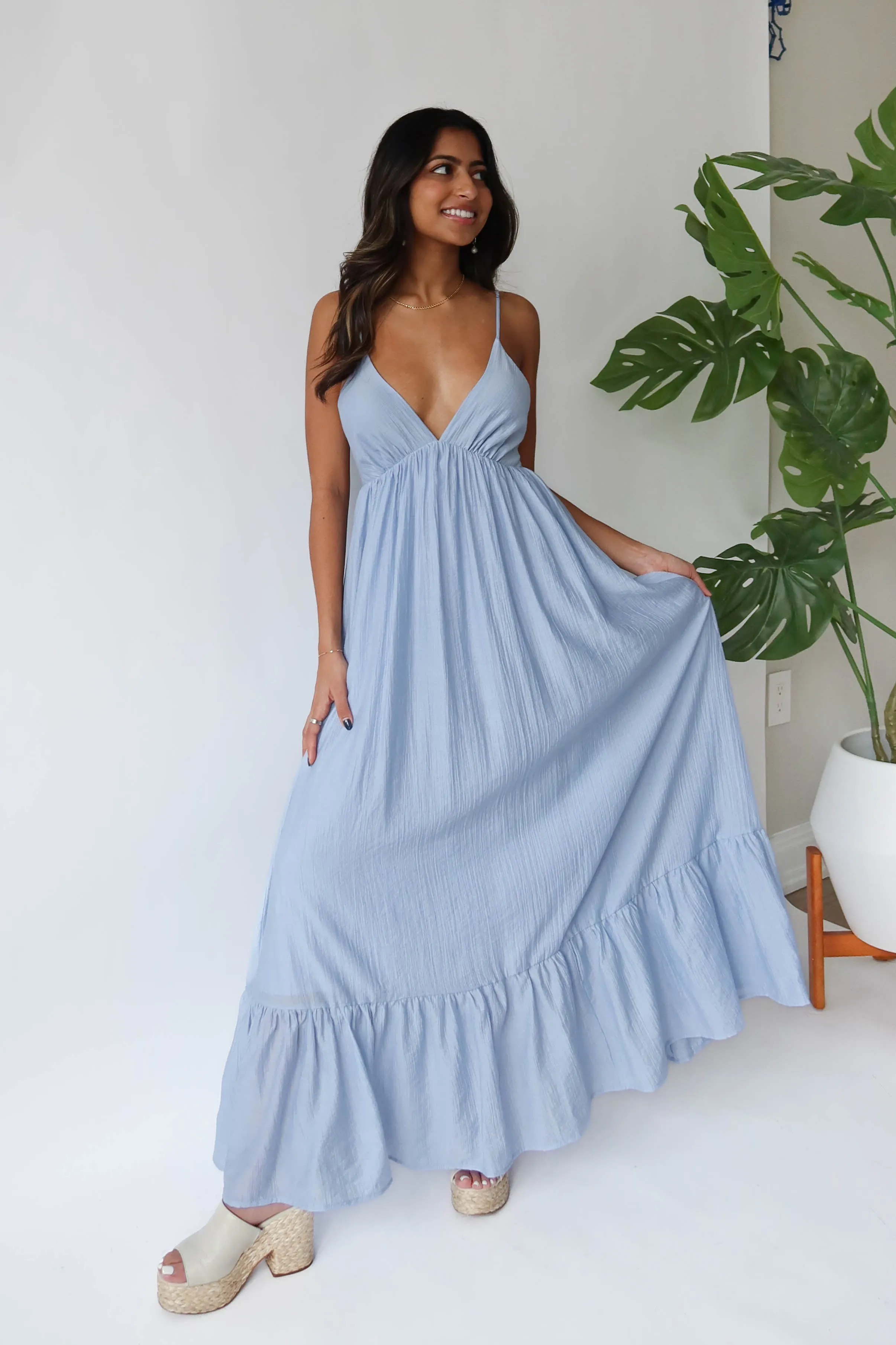 Shine Bright Maxi Dress in Light Blue