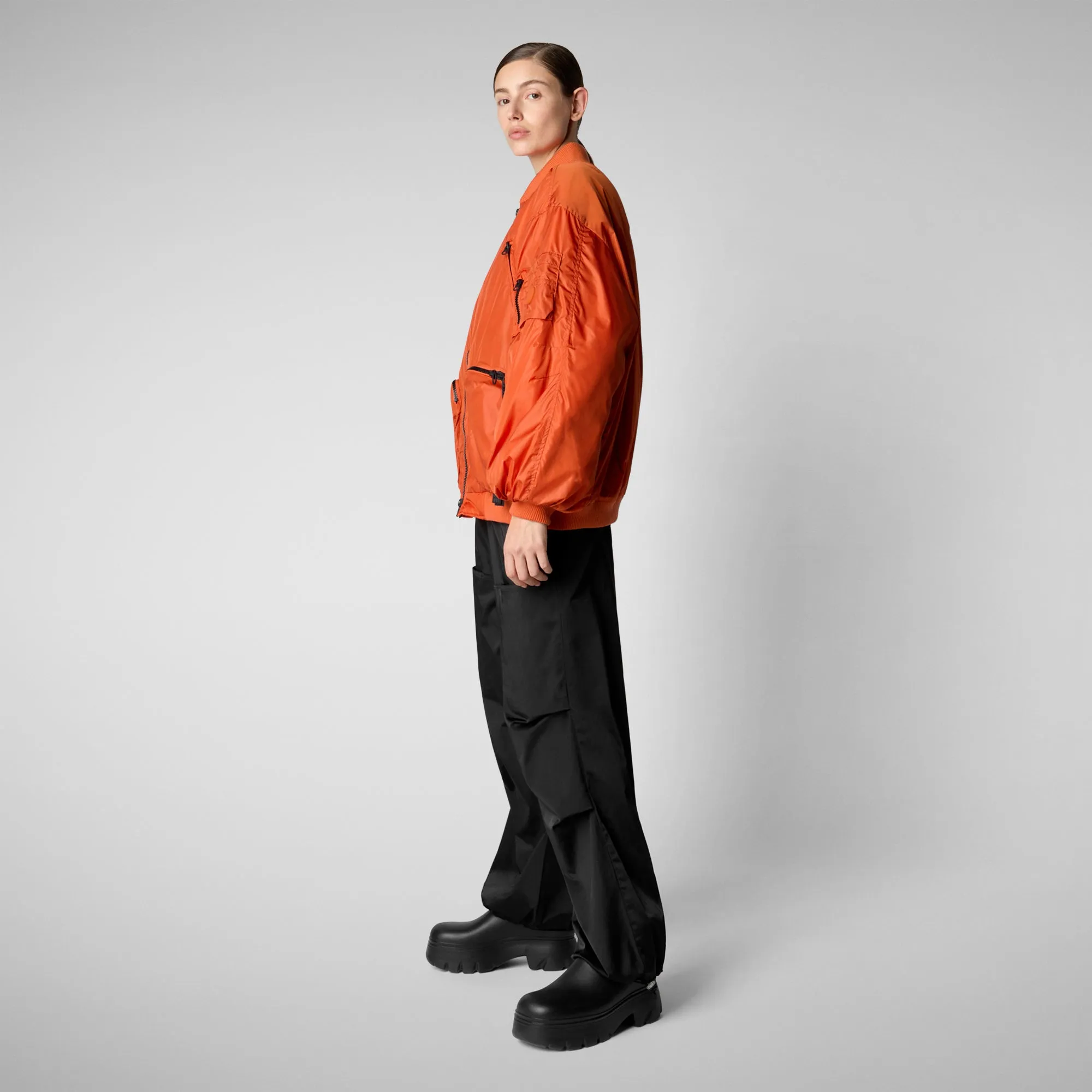 Unisex Usher Bomber Jacket in Maple Orange