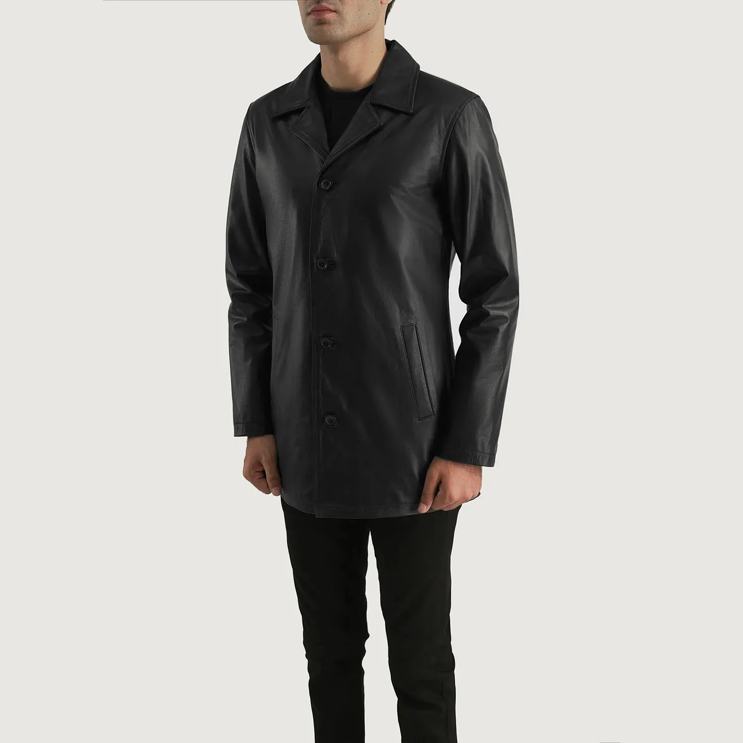 Urban Slate Black Leather Coat