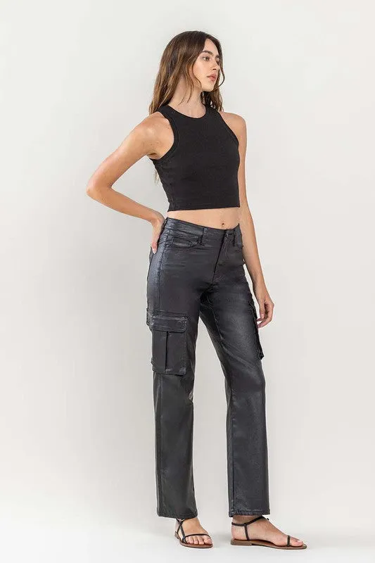 Vervet Coated Cargo Dad Jeans