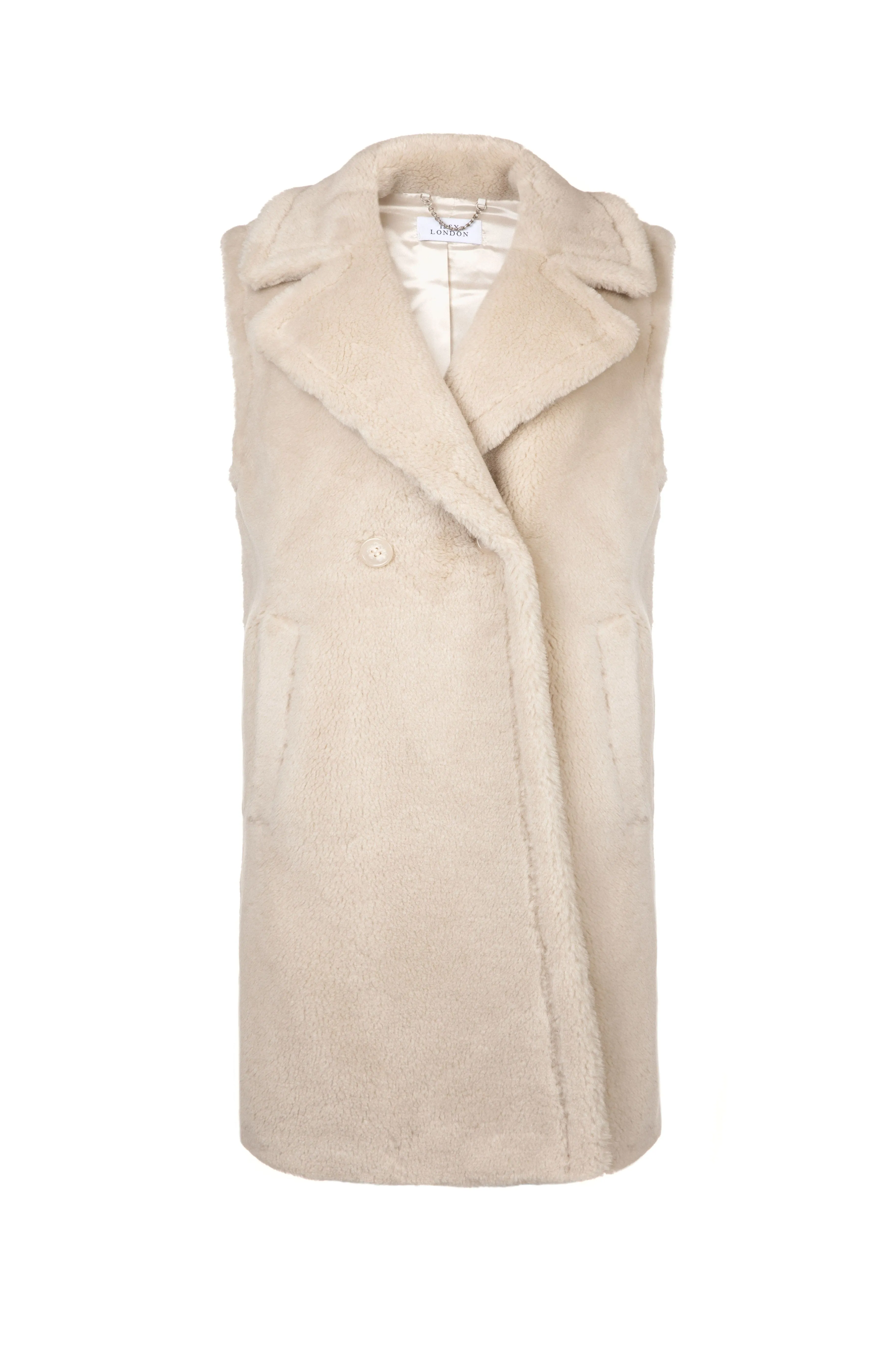 Weekend Rita Recycled Vegan Shearling Gilet | Natural Stone