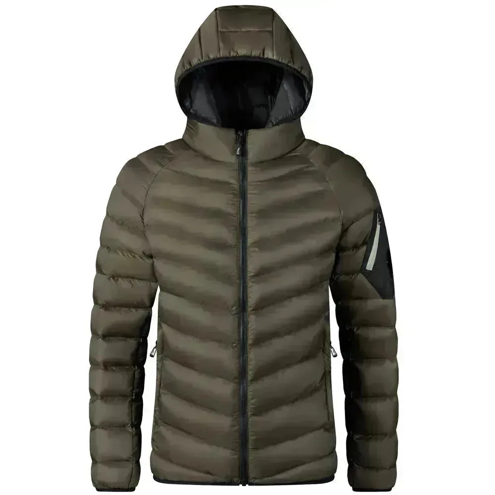 Winter Padded Thick Hooded Puffer Rain Jacket for men