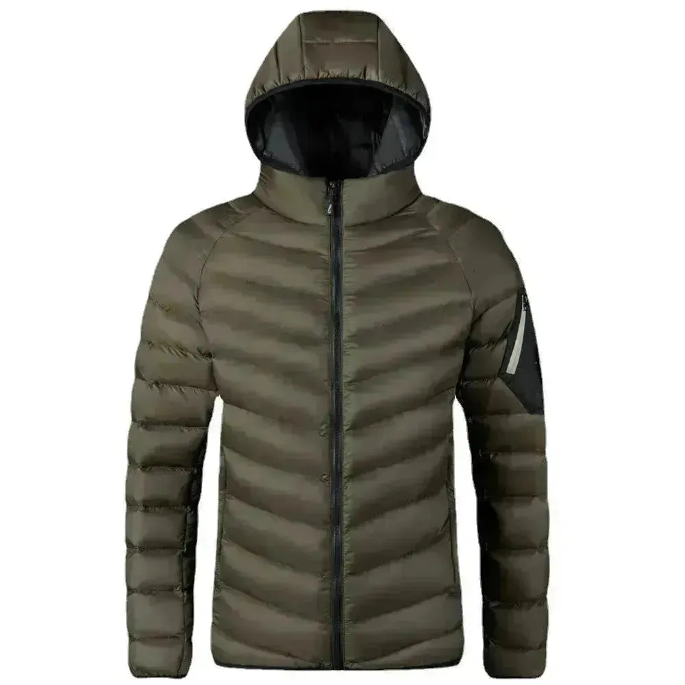 Winter Padded Thick Hooded Puffer Rain Jacket for men