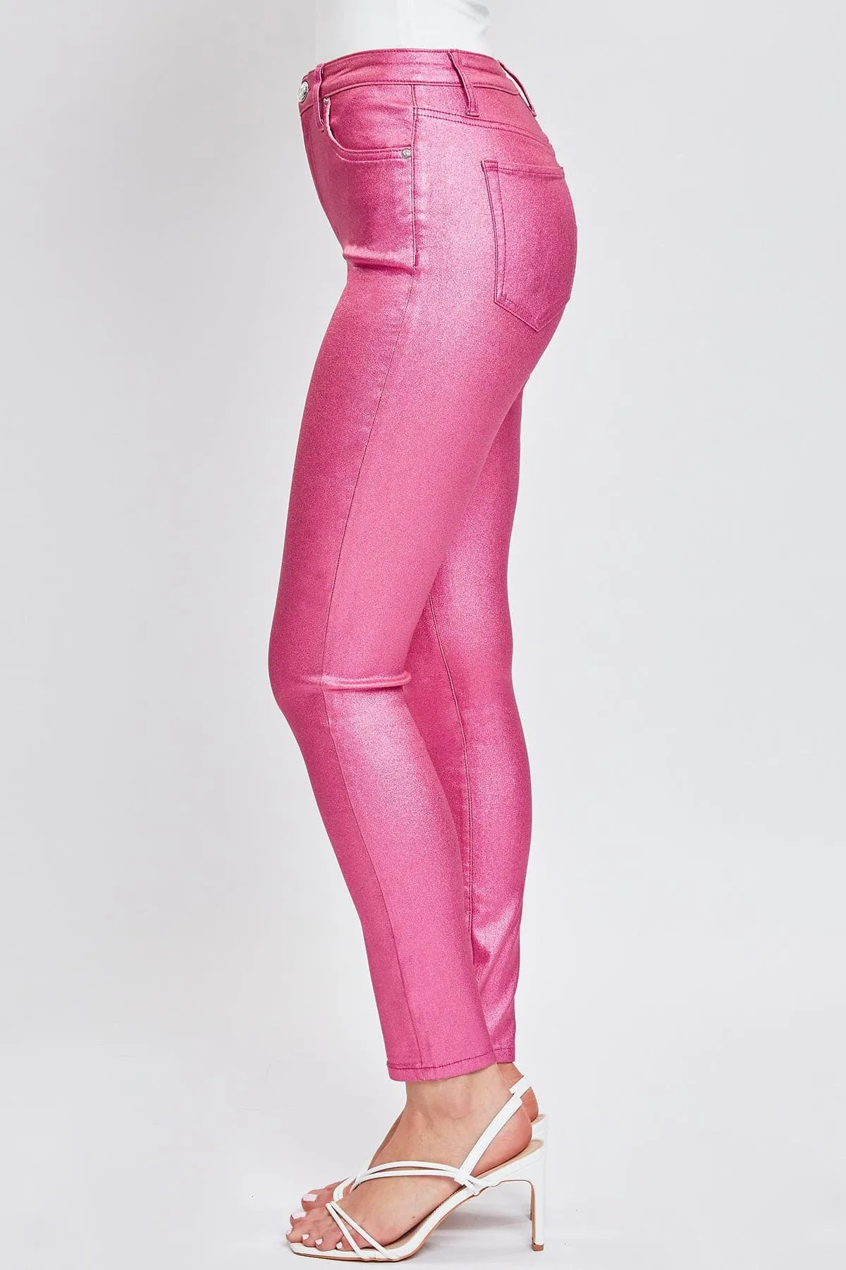 Women's  Metallic Hyperstretch Skinny Pants, Hot Pink