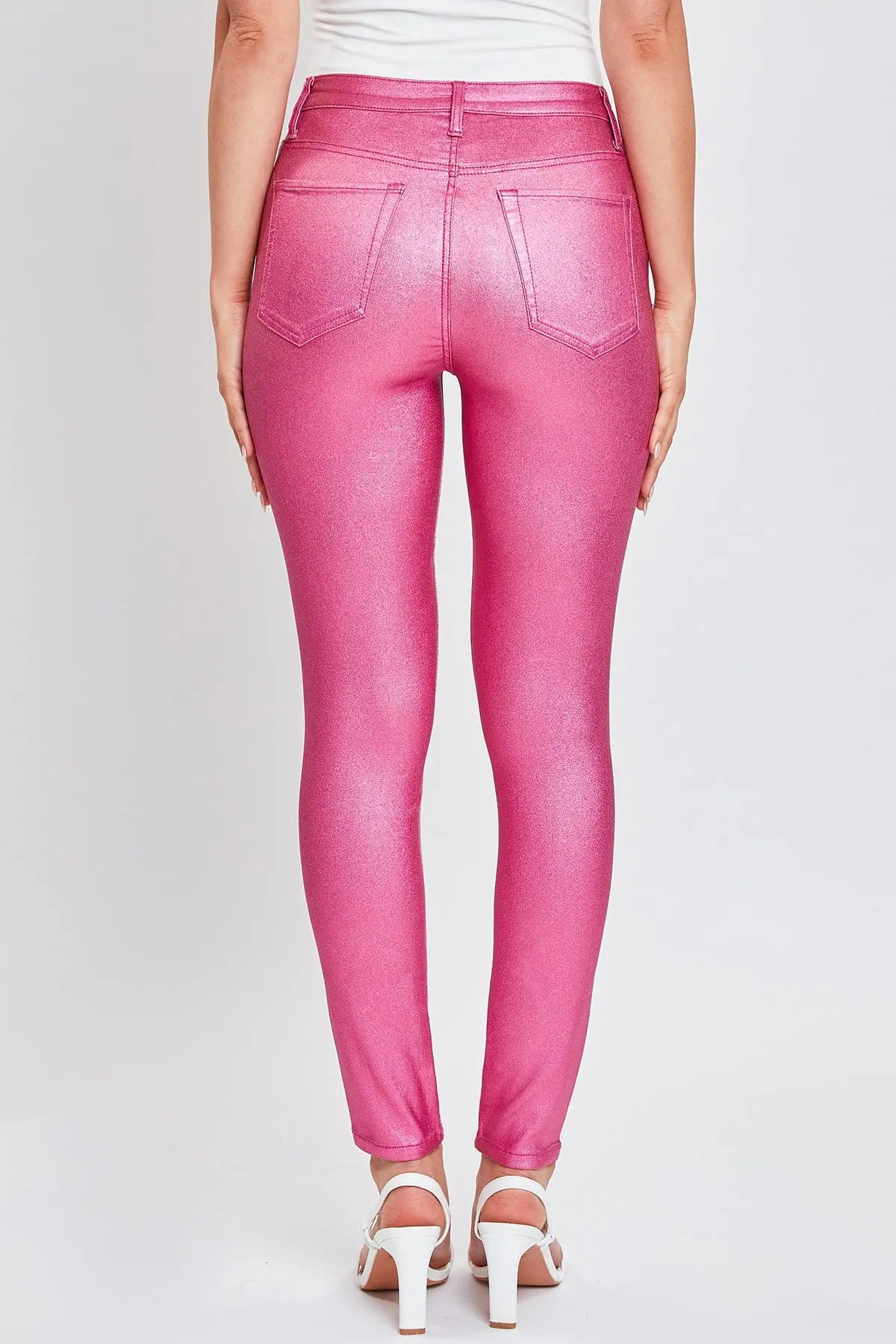 Women's  Metallic Hyperstretch Skinny Pants, Hot Pink