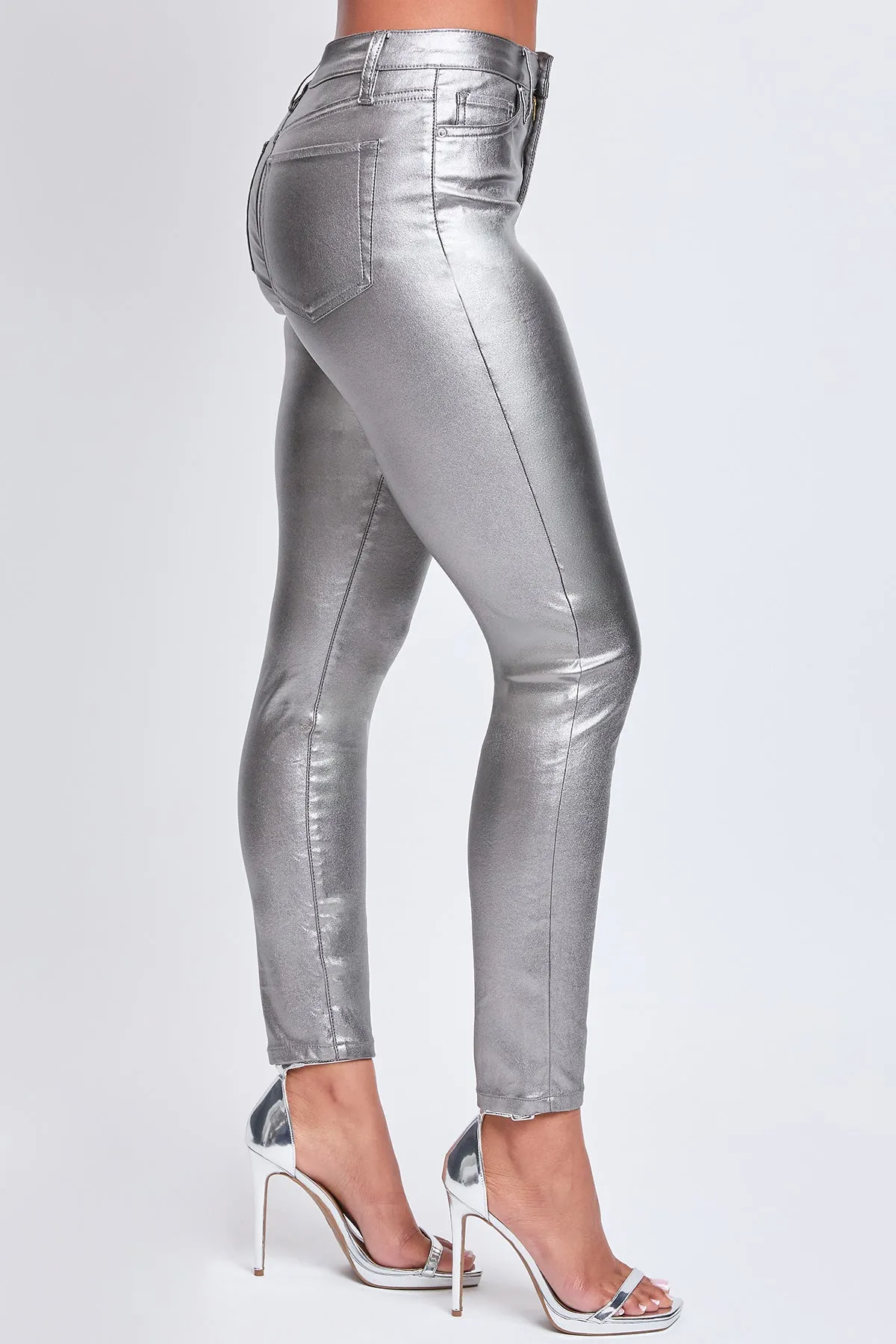 Women's Metallic Hyperstretch Skinny Pants, Smoke